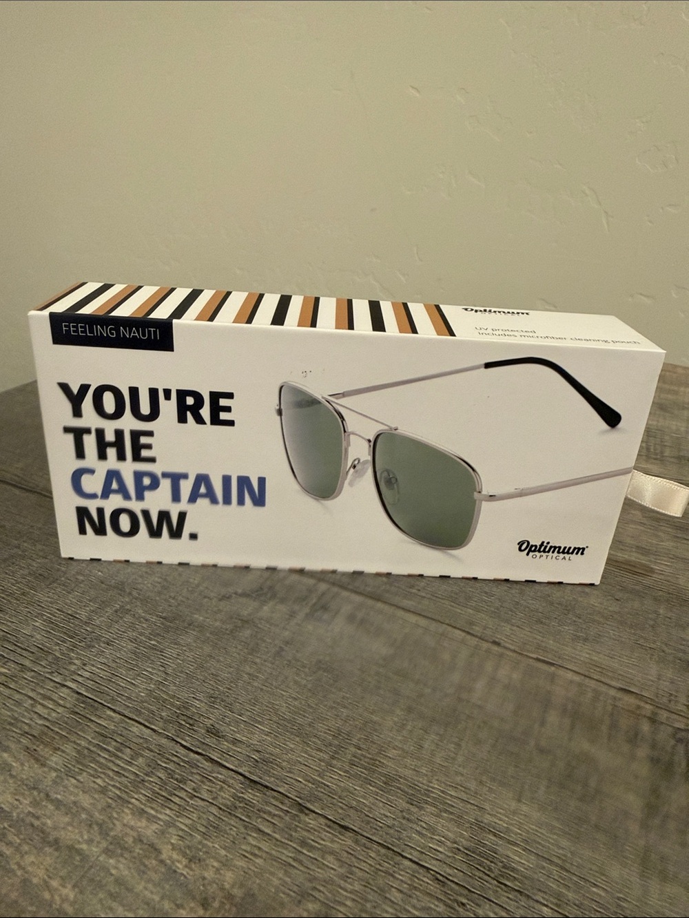 Optimum Feeling Nauti Men's Silver Aviator Sunglasses - Green Lenses